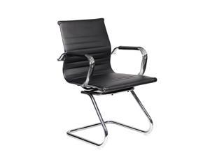 Techni Mobili Modern Office Chair, Technical Visitor Chair with Fixed Padded Armrest, Black