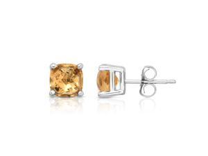 Noray Designs 14K White Gold Citrine Stud Earrings (6 MM; Round Cut)