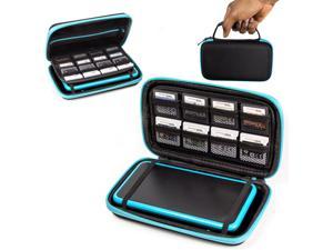 2DS XL Case, Orzly Carry Case for New Nintendo 2DS XL - Protective Hard Shell Portable Travel Case Pouch for New 2DS XL Console with Slots for Games & Zip Pocket - Blue on Black