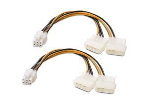 Cable Matters 2-Pack 6 Pin PCIe to Molex Power Cable, 2 Molex to 6 Pin PCIe - 6 Inches