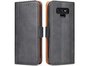 Galaxy Note 9 Case, Wallet Case for Samsung Galaxy Note 9 Flip Folio Leather Cover with Stand/Card Slots and Magnetic Closure (Black Grey)