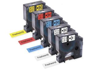Compatible DYMO D1 Label Maker Tape 1/2Inch Cassette Refills 45010 (S045720500) 45013 45016 45017 45018,12mm x 23Ft(7m), Labeling Tape, for DYMO LabelManager 160 280 420P PnP 220P 360D 450 210D, 5 PK