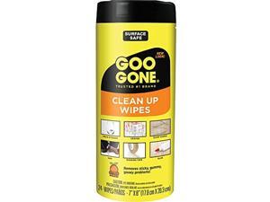 Goo Gone Clean Up Wipes Adhesive Remover - 24 Count - Removes Adhesive Residue Labels Stickers Crayon Tree Sap Gum Masking Tape Glue and More Goo Gone Clean Up Wipes Adhesive Remover - 24 Count - Removes Adhesive Residue Labels Stickers Crayon Tree Sap Gum Masking Tape Glue and More