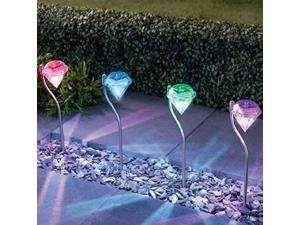 Solar Garden Lights, EpicGadget Outdoor Decorations Color Changing LED Diamond Solar Light Stainless Steel Stake Pathway lights for Landscape Walkway Yard Path Deck Lawn Patio Driveway (4 Pieces) Solar Garden Lights, EpicGadget Outdoor Decorations Color Changing LED Diamond Solar Light Stainless Steel Stake Pathway lights for Landscape Walkway Yard Path Deck Lawn Patio Driveway (4 Pieces)
