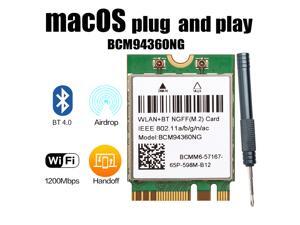 Plug & Play Hackintosh macOS M.2 NGFF BCM94360NG Wifi 802.11ac Bluetooth 4.0 Network Card Support Handoff & Airdrop & Continuity Wireless 2.4G/5Ghz 1200Mbps for PC Laptop Better BCM94352Z DW1560 Plug & Play Hackintosh macOS M.2 NGFF BCM94360NG Wifi 802.11ac Bluetooth 4.0 Network Card Support Handoff & Airdrop & Continuity Wireless 2.4G/5Ghz 1200Mbps for PC Laptop Better BCM94352Z DW1560