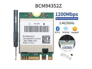 DW1560 BCM94352Z Hackintosh Macos Dual Band Wireless Wlan M.2 NGFF WiFi Network Card BCM94352 Adapter, 867Mbps(5Ghz) + 300Mbps (2.4Ghz), Bluetooth 4.0, IEEE 802.11ac, Windows 7/8/10 DW1560 BCM94352Z Hackintosh Macos Dual Band Wireless Wlan M.2 NGFF WiFi Network Card BCM94352 Adapter, 867Mbps(5Ghz) + 300Mbps (2.4Ghz), Bluetooth 4.0, IEEE 802.11ac, Windows 7/8/10