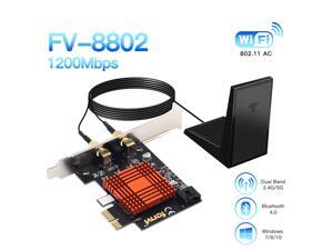 Fenvi FV-8802 AC1200 Wireless Dual Band PCI Express Wi-Fi Adapter, Up to 867Mbps (5Ghz) + 300Mbps (2.4Ghz), Bluetooth 4.2,IEEE 802.11ac, Intel Wifi Card, Directional Antennna, Desktop, Windows 7/8/10 Fenvi FV-8802 AC1200 Wireless Dual Band PCI Express Wi-Fi Adapter, Up to 867Mbps (5Ghz) + 300Mbps (2.4Ghz), Bluetooth 4.2,IEEE 802.11ac, Intel Wifi Card, Directional Antennna, Desktop, Windows 7/8/10