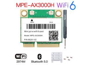 Fenvi MPE-AX3000 Wi-Fi 6 Wireless Dual Band 2974Mbps Half Mini PCI-E Network Wlan WIFI Card Bluetooth 5.0,802.11ax/ac 2.4Ghz/5G Adapter MU-MIMO,OFDMA,Windows 10 (64bit) only Fenvi MPE-AX3000 Wi-Fi 6 Wireless Dual Band 2974Mbps Half Mini PCI-E Network Wlan WIFI Card Bluetooth 5.0,802.11ax/ac 2.4Ghz/5G Adapter MU-MIMO,OFDMA,Windows 10 (64bit) only