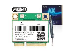 Fenvi Wi-Fi 6E MPE-AXE3000H Mini PCI-e Wifi Card 802.11AX Tri-Band 5400Mbps BT 5.2 WiFi6 Wireless Network for Laptop With AX210 Supports 6GHz/2.4G/5Ghz Wlan Adapter MU-MIMO,OFDMA,Windows 10/11 (64bit)