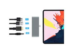 ESTONE USB C Hub Adapter for iPad Pro Accessories 2018 12.9" 11", 4 in 1 Type C Dongle Docking Station with HDMI Converter, 3.5mm Headphone Jack, USB-C PD Charging, USB 3.0, Silver ESTONE USB C Hub Adapter for iPad Pro Accessories 2018 12.9" 11", 4 in 1 Type C Dongle Docking Station with HDMI Converter, 3.5mm Headphone Jack, USB-C PD Charging, USB 3.0, Silver