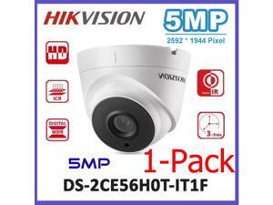 Hikvision DS-2CE56H0T-IT3F 5MP 2.8mm Fixed Lens Turret Camera Analog 4 IN 1 Switchable TVI AHD CVI CVBS Video Output Analog CCTV Camera, 1 Camera Kit