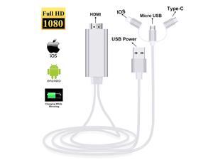 ESTONE 3-in-1 USB C Type C/Micro USB to HDMI Adapter Cable, Digital HD 1080P HDMI Cable,Mirror Mobile Phone Screen to TV Projector,Compatible with S8/9 Note 8/9 and More-Silver ESTONE 3-in-1 USB C Type C/Micro USB to HDMI Adapter Cable, Digital HD 1080P HDMI Cable,Mirror Mobile Phone Screen to TV Projector,Compatible with S8/9 Note 8/9 and More-Silver
