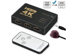 ESTONE 3 Port HDMI Switcher, 3 Port HDMI Switch with Remote Control and AC Power Adapter, HDMI Switches Supports 4K, 1080P, 3D (3 in 1 Out HDMI Switch) ESTONE 3 Port HDMI Switcher, 3 Port HDMI Switch with Remote Control and AC Power Adapter, HDMI Switches Supports 4K, 1080P, 3D (3 in 1 Out HDMI Switch)