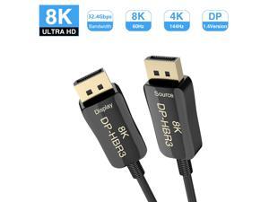 ESTONE DisplayPort Fiber Optic Cable , 33ft Gold Plated 4K @ 120Hz, 8K @ 60Hz, DP 1.4, HDR, HDCP 2 ,High Speed 32.4 Gbps Black ESTONE DisplayPort Fiber Optic Cable , 33ft Gold Plated 4K @ 120Hz, 8K @ 60Hz, DP 1.4, HDR, HDCP 2 ,High Speed 32.4 Gbps Black
