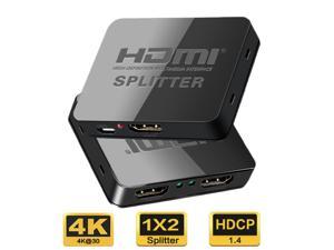 HDMI Splitter 1 in 2 Out -ESTONE 4k HDMI Splitter 1 x 2 for Dual Duplicate Monitors Support 3D 4K@30HZ 1080P for Xbox PS4 Blu-Ray Player HDTV