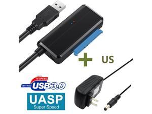 USB to SATA Adapter USB 3.0 to Hard Drive Converter Cable Compatible 2.5 3.5 inchs Hard Drive Disk SSD HDD,Power Adapter Included,Support UASP, For WD, Seagate, Toshiba, Samsung, Hitachi Black
