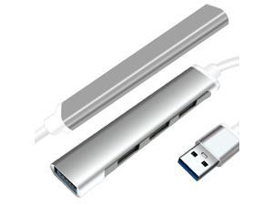 ESTONE USB 3.0 Hub, USB3.0 to 4 X USB 3.0 Hub Adapter Compatible for MacBook, Mac Pro, Mac Mini, iMac, Surface, Notebook PC, Laptop, HDD-Gray