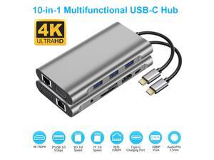 USB Type C Hub, USB C Hub,ESTONE USB Type C Docking Station 10 in 1, USB C to HDMI, USB C to VGA, USB C to 3USB 3.0, RJ45 Gigabit Ethernet PD SD/TF Card Reader 3.5mm for MacBook Air, MacBook Pro USB Type C Hub, USB C Hub,ESTONE USB Type C Docking Station 10 in 1, USB C to HDMI, USB C to VGA, USB C to 3USB 3.0, RJ45 Gigabit Ethernet PD SD/TF Card Reader 3.5mm for MacBook Air, MacBook Pro