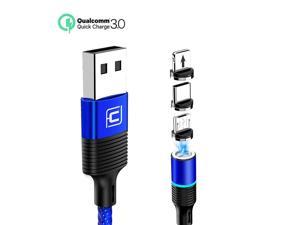 Magnetic Cable, 3 in 1 USB C Micro USB Android Charging Cable Type C Fast Phone Charger Compatible with i-Product Phone X Xs 8 8 Plus 7 6s 5s Samsung Galaxy S8 S9 Note 8 LG HTC,(1-Pack, 4ft, Blue)