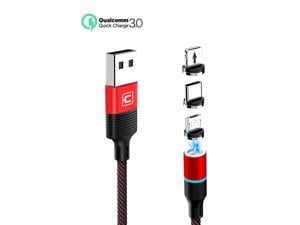 Magnetic Cable, 3 in 1 USB C Micro USB Android Charging Cable Type C Fast Phone Charger Compatible with i-Product Phone X Xs 8 8 Plus 7 6s 5s Samsung Galaxy S8 S9 Note 8 LG HTC,(1-Pack, 4ft, Red)