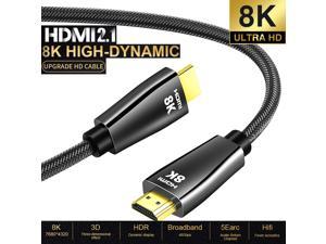 CABLEDECONN Ultra High Speed HDMI 21 Cable 8K 60Hz 4K 120Hz 3D Ultra HDR 48Gbps HiFi eARC Dolby Atmos HDCP22 HDMI Cable Compatible with Samsung QLED 8K Q900 TV TCL Roku TV VIZIO TV 10 Feet