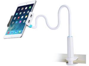 Gooseneck Tablet/Phone Holder, Tablet Mount Holder Stand for 4.7-10.5" Devices iPad Pro Air Mini iPhone Series/Kindle Fire/E-Reader/Switch, 30in Overall Length (White)