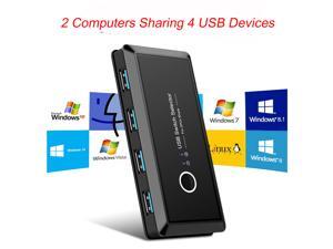 USB Switch, USB Switcher with 4 USB 3.0 Ports & 2 PC Ports for Mouse, Keyboard, Scanner, Printer, PCs with One-Button Switch and 2 Pack USB Cable and 1 Charging Cable, for Mac/Windows/Linux USB Switch, USB Switcher with 4 USB 3.0 Ports & 2 PC Ports for Mouse, Keyboard, Scanner, Printer, PCs with One-Button Switch and 2 Pack USB Cable and 1 Charging Cable, for Mac/Windows/Linux