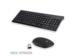 Wireless Keyboard and Mouse Combo, E168 2.4GHz Full-Size Compact Wireless Mouse Keyboard with Number Pad for Laptop/PC- Round Keycaps (Black)