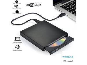 ESTONE External DVD Drive for Laptop USB 20 Portable Optical Slim CD Burner DVD Player Drive Compatible with Desktop PC Windows XP 2003 Vista 78 LinuxKBDVD001 Black