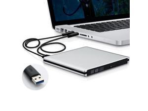 ESTONE Aluminum External CD DVD Drive USB 3.0 Type-C Slim Portable DVD/CD ROM +/-RW Optical Drive Burner Writer for MacBook Pro/ Air, iMac, Windows/ Linux/ Mac Laptop Desktop, Silver