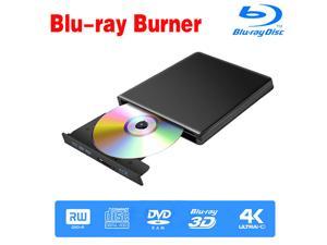 ESTONE Aluminum Blu Ray Burner Player Drive, External USB 3.0 Portable CD/DVD+/-RW Drive/DVD Blu Ray Player for Laptop CD ROM Burner for Laptop Desktop PC Windows Linux OS Apple Mac Black