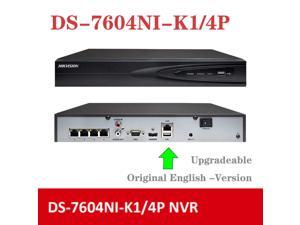 Original NVR Hikvision 4ch PoE Ports 4K DS-7604NI-K1/4P Plug & Play Video Recorder 1 SATA interface CCTV System