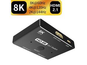 HD Switcher 8K60Hz 4K120Hz HDMICompatible 21 Switch 2x1 Adapter 2 in 1 out Converter for PS4PS5 Xiaomi TV Box HDTV Splitter