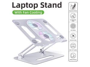 Aluminum Laptop Cooling Pad with Dual Highspeed Fan Foldable Computer Riser Ergonomic Laptop Tablets Elevator for Desk Metal Holder Compatible with 11173 inch Tablet Notebook