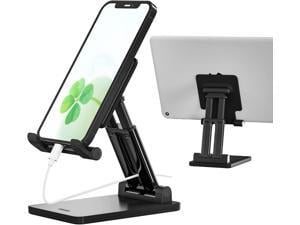 Cell Phone Stand Adjustable Phone Stand for Desk Thick Case Friendly Phone Holder Stand Taller iPhone Stand Compatible with All Mobile Phone iPhone iPad Tablet 413 Desk Accessories Black