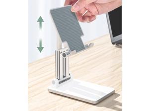 Foldable Phone Stand for Desk AdjustableHeight Angle iPad Cell Phone Stand Desktop Extend Stable Phone Holder Compatible with 413inch iPhone Android Smartphone iPadKindleTablet White