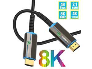 HDMI Fiber Optic Cable 30 feet 8K Fiber HDMI Cable Supports 8K@60Hz, 4:4:4/4:2:2/4:2:0, HDR, Dolby Vision, HDCP2.2, ARC, 3D, High Speed 48Gbps, Slim and Flexible Long HDMI Fiber Optic Cable