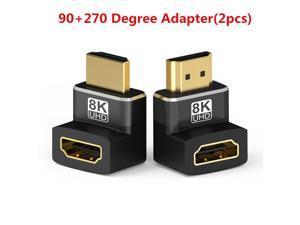 8K HDMI Coupler Male to Female 90 Degree and 270 Degree Upward Angle Converter 2 Pack 8K HDMI Adapter ESTONE HDMI Connector 3D HDMI 21 Extender Compatible with HDTV Stick Switch Xbox One PS4
