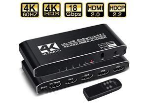 4K HDR HDMI Switch 4 Ports 4K 60Hz HDMI 20 Switcher Selector with IR Wireless Remote Support HDCP 22 YUV444RGB888 HDR10 for Xbox PS54 BluRay Player Fire Stick Roku TV