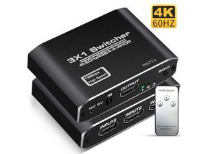 4K60Hz HDMI Switch 3 in 1 Out wIR Remote Control 3 Port Switcher Selector Box for Xbox Nintendo PS5 PS4 TV Fire Stick Roku Supports Ultra HD Dolby Vision 185Gbps HDR10 HDCP 22  3D  OZQ31