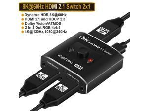 ESTONE HDMI 21 Switch 8K60Hz HDMI Splitter 2 in 1 Out Supports 4K120Hz 1080P240Hz 3D HDR Dolby High Speed 48Gbps HDMI Switch Compatible with PS5 PS4 Fire Stick Xbox Apple TV BluRay PlayerOZ8Q2B
