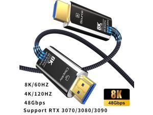 8K HDMI 21 Fiber Optic Cable Braided Nylon 16FT 4K 120Hz 8K 60Hz Ultra High Speed 48Gbps HDR eARC HDCP23 Slim Flexible for RTX30803090 Xbox Series X PS45 LG C9CXBlackWhite