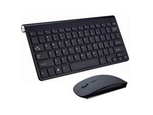 ESTONE 2.4G Wireless Keyboard Mouse Ultra-Thin Comb 78 Key Mini Teclado e mouse sem fio for Desktop Laptop Smart TV Home Office Use,Black