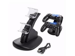 ESTONE Dual USB Gamepad Controller Charger Dock Game Controller Power Supply Base Charging Holder for Sony Playstation 4 PS4