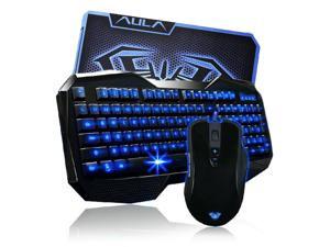 AULA Keyboard mouse Comb,Blue LED Backlight Multimedia USB Gaming Keyboard + 2000 DPI Ergonomic Gaming Mouse + Mouse Pad Set AULA Keyboard mouse Comb,Blue LED Backlight Multimedia USB Gaming Keyboard + 2000 DPI Ergonomic Gaming Mouse + Mouse Pad Set