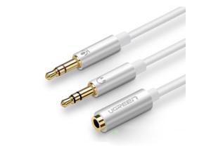 ESTONE 3.5mm Headset Splitter, Jack Adapter CTIA 2 Male to Female Y Splitter Adapter Cable with Separate Microphone and Headphone Connector for PC PS4 Gaming Headset-White