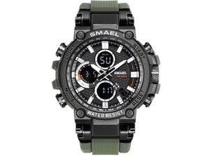 SMAEL Watches Men Sport Watch Man Big Clock Military Watch luxury Army relogio 1803 masculino Alarm LED Digital Watch Waterproof with Analog-Digital Display and EL Backlight- Black/Green SMAEL Watches Men Sport Watch Man Big Clock Military Watch luxury Army relogio 1803 masculino Alarm LED Digital Watch Waterproof with Analog-Digital Display and EL Backlight- Black/Green