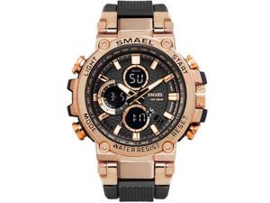 SMAEL Watches Men Sport Watch Man Big Clock Military Watch luxury Army relogio 1803 masculino Alarm LED Digital Watch Waterproof with Analog-Digital Display and EL Backlight- Black/Rose Gold SMAEL Watches Men Sport Watch Man Big Clock Military Watch luxury Army relogio 1803 masculino Alarm LED Digital Watch Waterproof with Analog-Digital Display and EL Backlight- Black/Rose Gold