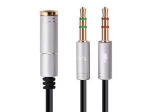 ESTONE (2 Pack) 3.5mm 4 Pin Female to 2x3.5mm 3 Pin Male Headphone Converter Head Audio Splitter Y Adapter Cable, 0.3M 1FT (Gray) ESTONE (2 Pack) 3.5mm 4 Pin Female to 2x3.5mm 3 Pin Male Headphone Converter Head Audio Splitter Y Adapter Cable, 0.3M 1FT (Gray)