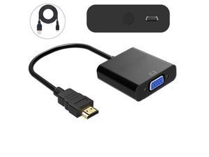 ESTONE HDMI to VGA with Micro USB Charging Cord GoldPlated HDMI to VGA Adapter Male to Female Compatible for Computer Desktop Laptop PC Monitor Projector HDTV Chromebook Raspberry PiBlack